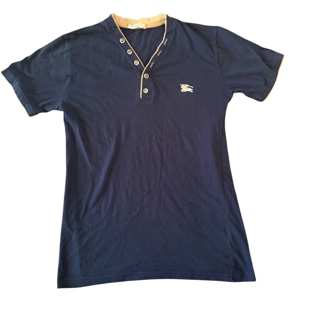Burberry Navy Blue Shirt with Tan Accents
